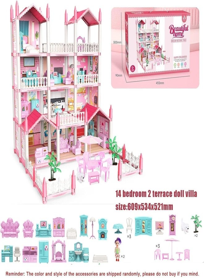 EXOMOON Doll House Girls Toys,3-Story 9 Rooms Playhouse with 2 Dolls Toy Figures with Light,Accessories, Furniture Pretend Play Gift Toys for 3 4 5 6 7 Year Old Girls Multi Color - Image 3
